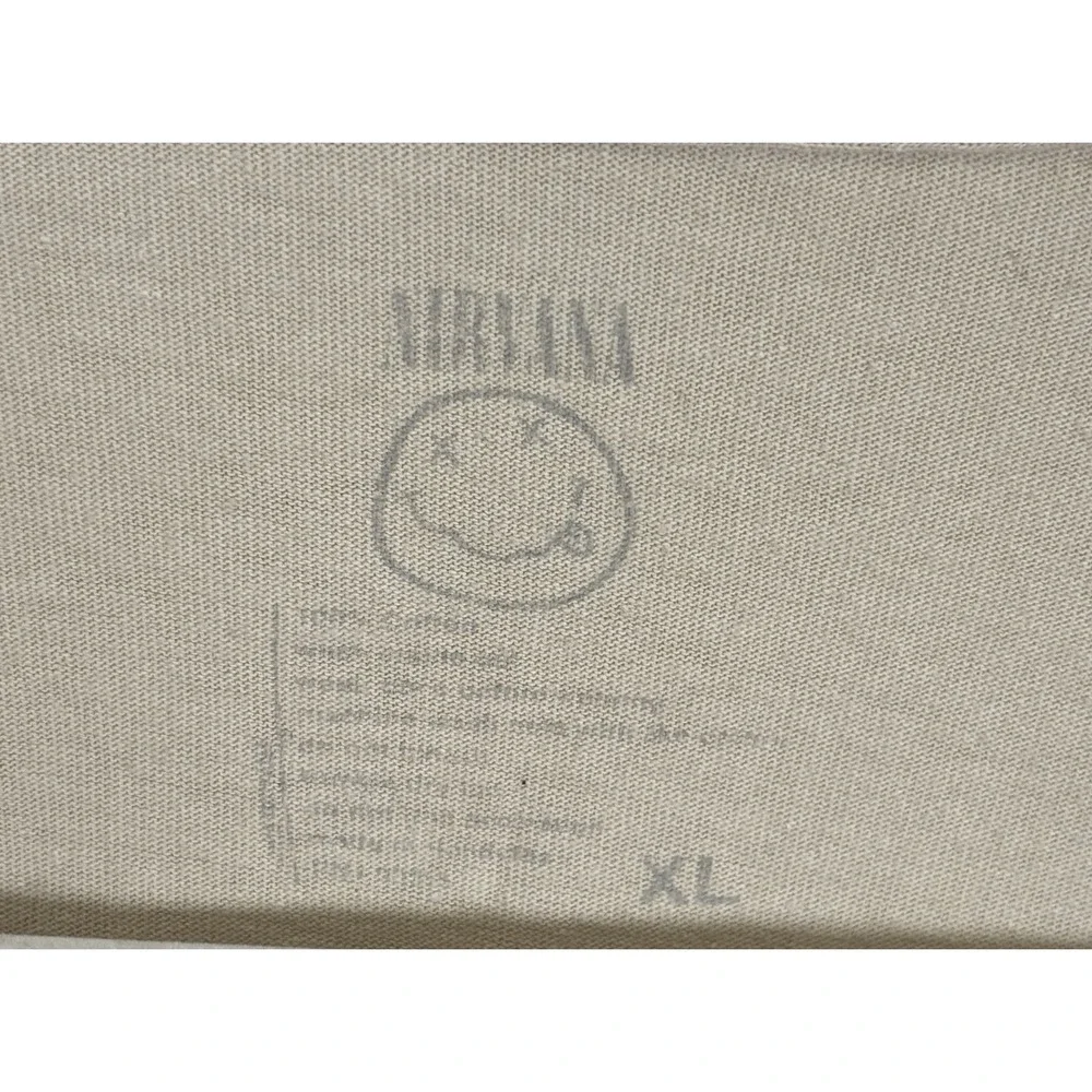 Nirvana T Shirt Men's XL Beige Smiley Graphic Washed